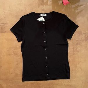 3/$30- Bossini Black Short Sleeve Button Down Top